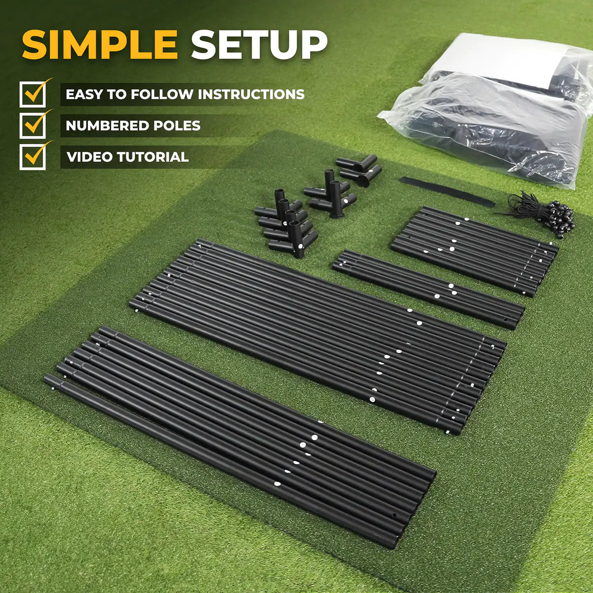 DIY GOLF SIMULATOR ENCLOSURE WITH PREMIUM IMPACT SCREEN - 6 SIZES