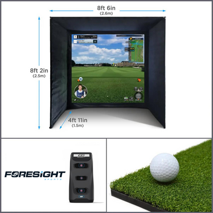 BUILD YOUR OWN ENCLOSURE BUNDLE SIM 1 - (8'6 x 8'2 x 4'11 ft 2.6 x 2.5 x 1.5m) Standard FORESIGHT - GC3 LAUNCH MONITOR
